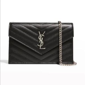 Saint Laurent Grain de Poudre Envelope Wallet on a Chain